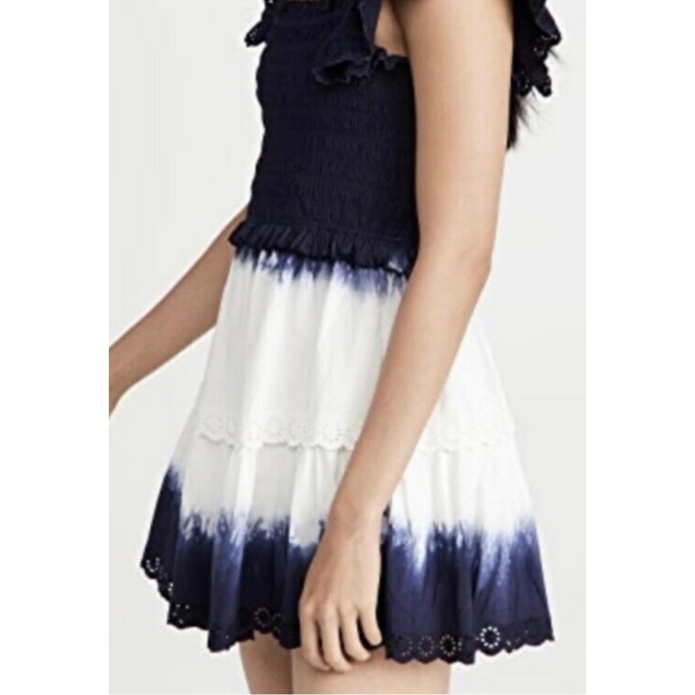 Sea NY everlyn navy white ruffled smocked mini sundress xtra small. Retails $295